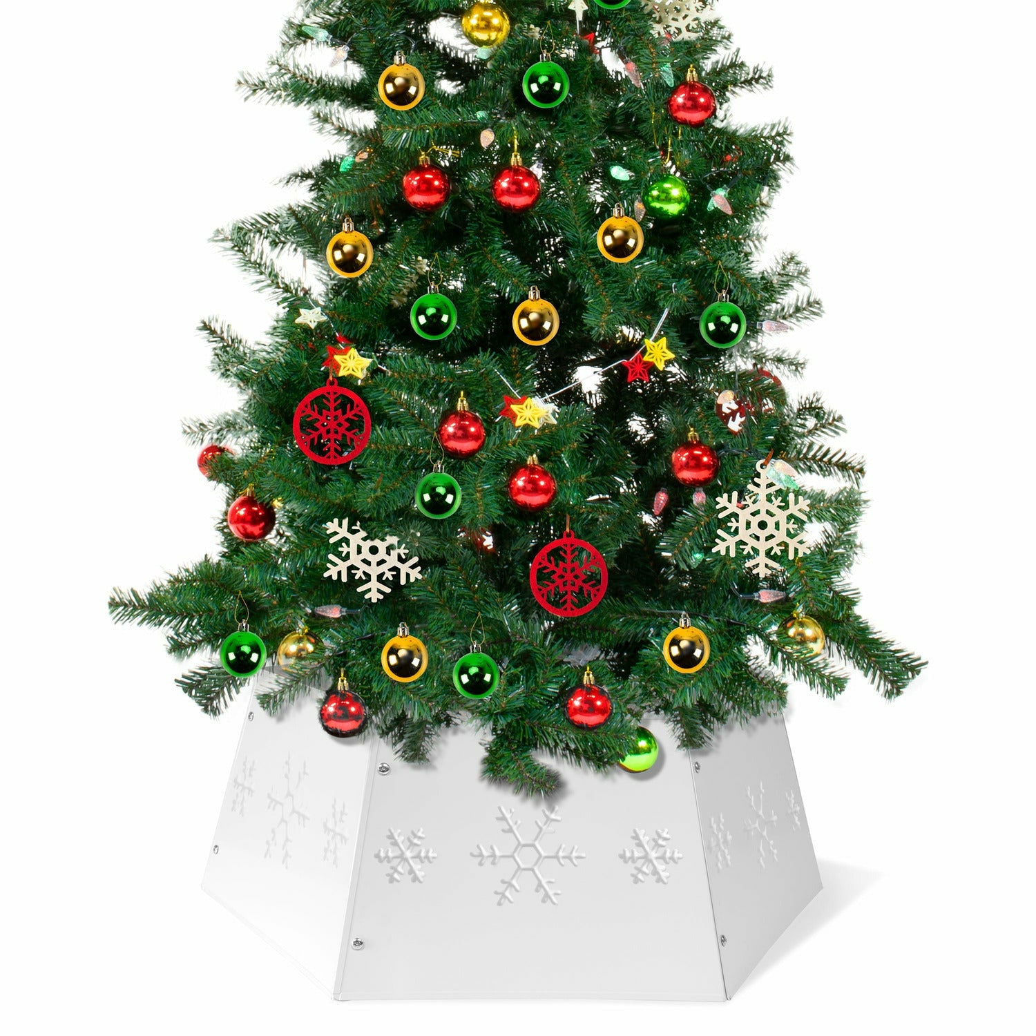 VESTIAMO CASA GRAN NATALE - Copribase albero in metallo colore bianco - h25 cm x diametro 68 cm